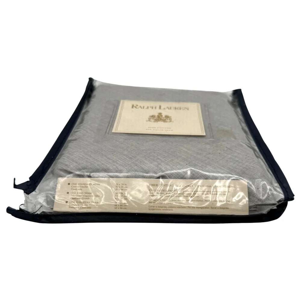 Ralph Lauren (1) Euro Pillow Sham Morgan Heather Light Gray Ardsley Vintage NOS